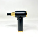 CROSSGUN - Mini aspirador eléctrico inalámbrico con potente chorro de aire turbo, color negro y dorado, con accesorio de aspiradora integrado