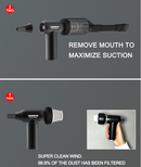 CROSSGUN - Miniaspirador eléctrico inalámbrico con potente chorro de aire turbo, color negro, con accesorio de aspiradora integrado