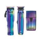 BABYLISSPRO 3 piezas LO-PROFX EDICIÓN LIMITADA IRIDISCENTE DE ALTO RENDIMIENTO INALÁMBRICO DE PERFIL BAJO COMBO de PBCS: CORTADORA #FX825RB, RECORTADORA #FX726RB, AFEITADORA UV INDIVIDUAL #FXLFS1RB