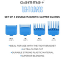 GAMMA+ DUB MAGNETIC TIGHT CLIPPER GUARDS 4-PACK CYAN BLUE - GPTGB