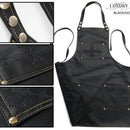 Delantal de barbero de lujo BarberGeeks: costuras negras y doradas