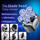 Afeitadora eléctrica inalámbrica para cabeza de calavera calva: 6 cabezales de cuchillas redondos