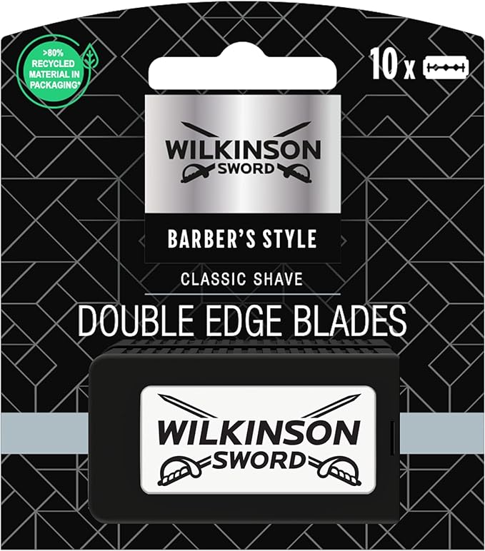 WILKINSON SWORD – Double Edge For Men | Premium Stainless Steel Safety Blades | 10 x Razor Blade Refills