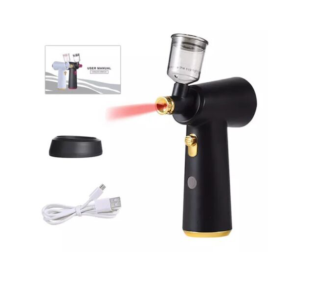 Cordless Airbrush Kit System Compressor 2nd Gen with extension cups – Black/Gold