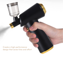Kit de aerógrafo inalámbrico con compresor de sistema de segunda generación con copas de extensión, color negro y dorado