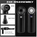 CROSSGUN - Miniaspirador eléctrico inalámbrico con potente chorro de aire turbo, color negro, con accesorio de aspiradora integrado 