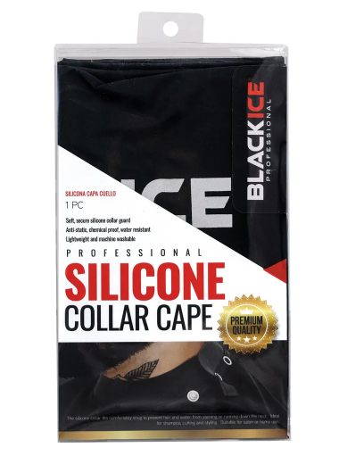 BlackIce Premium Professional Silicone Collar Black Barber Cape