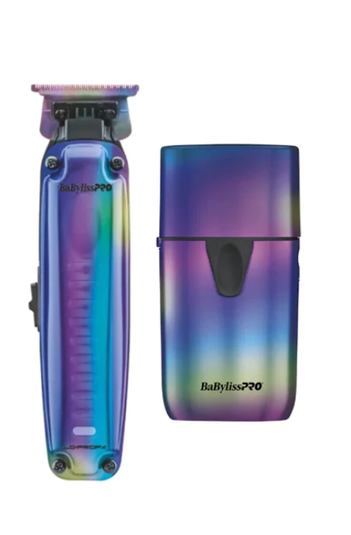 BABYLISSPRO 3pcs LO-PROFX LIMITED EDITION IRIDESCENT HIGH-PERFORMANCE CORDLESS LOW-PROFILE COMBO by PBCS-  TRIMMER #FX726RB, UV SHAVER SINGLE #FXLFS1RB