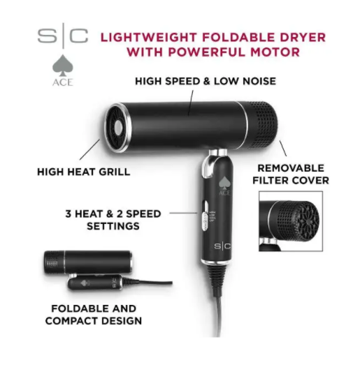 Stylecraft S|C ACE FOLDABLE LIGHTWEIGHT HAIR DRYER