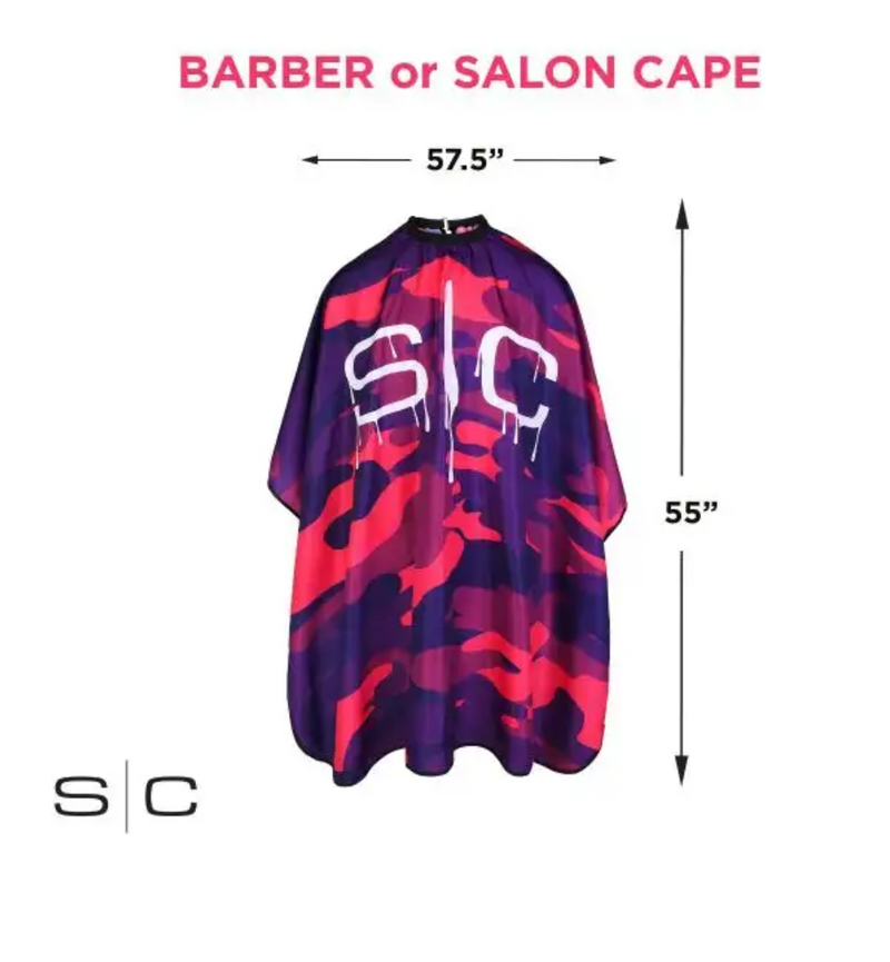 GAMMA+ & STYLECRAFT PINK CAMO BARBER & STYLIST CAPES SC323PK