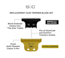 StyleCraft Replacement Fixed Gold Titanium Classic X-Pro Hair Trimmer Blade with Black Diamond Carbon DLC “The One Cutter Set” SC529GB