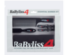 EL KIT ESENCIAL DE BARBERÍA BABYLISSPRO BARBOLOGY incluye: capa, pinzas para el cabello (2), cepillo para desvanecimiento y peine de 9”