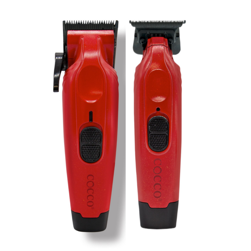 Cocco Hair Pro Hyper Veloce Clipper and Trimmer COMBO By PBCS- Red