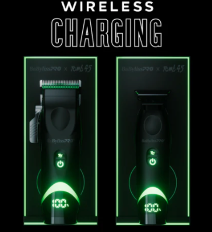 BabylissPRO Fx Tomb45® Clipper with Wireless Charging – Charging Base Included