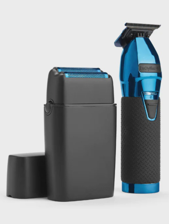 BaBylissPRO LimitedFX Black & Blue Trimmer and Double Foil Shaver Set – FXDUOFS2TBL
