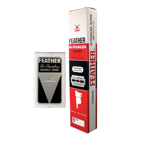 FEATHER HI-STAINLESS DOUBLE EDGE DE RAZOR BLADES – 100
