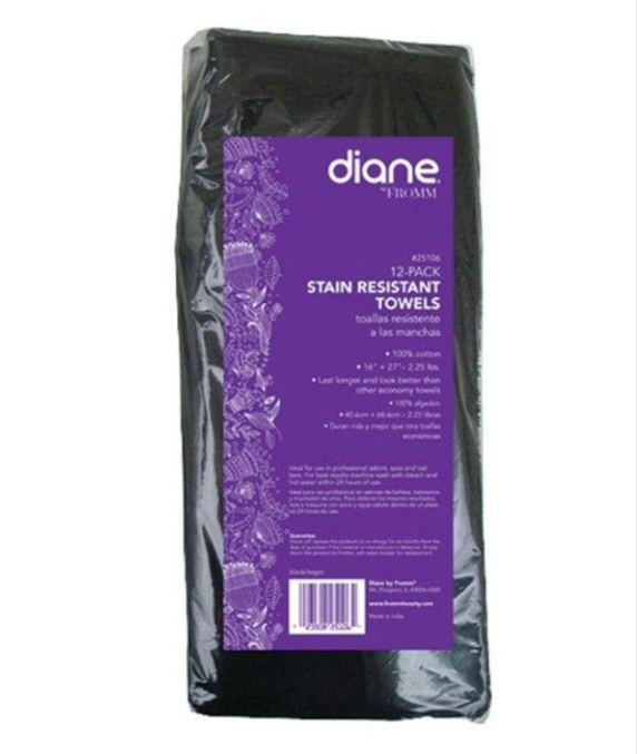 Diane Stain Resistant Black Towels 12 Pack 25106