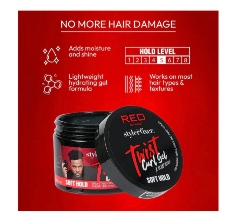 Red by Kiss StylerFixer Twist Curl Gel  X BowWow  “Soft Hold” 6oz