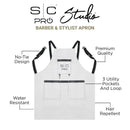 GAMMA+ X STYLECRAFT WATER-REPELLENT BARBER/SALON APRON WITH ADJUSTABLE STRAPS IN WHITE SC339W