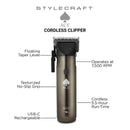 StyleCraft Ace Cordless Hair Clipper w/ Rotary Motor SC618GY