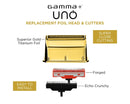 GAMMA+ Gold Titanium Single Foil Head with Echo and Forged Cutters for the Uno Shaver GP554G