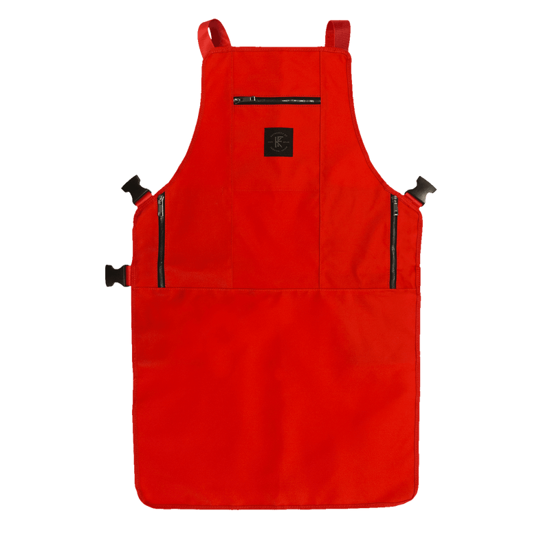 Knife & Flag Non-Porous Barber apron [Red].