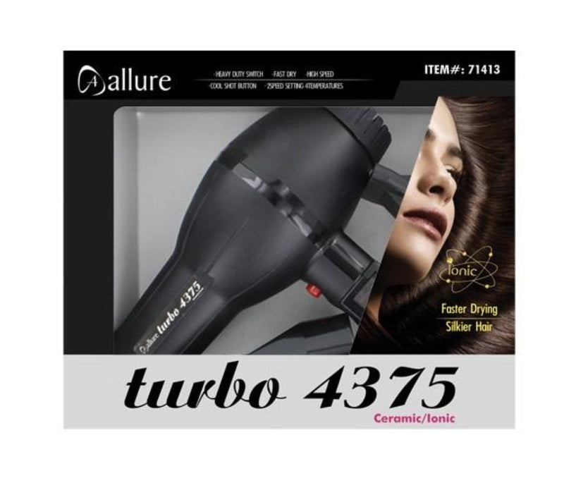 Allure Turbo 4375 Tourmaline Ceramic ionic Black Hair Blower Dryer