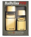 BaBylissPRO LimitedFX Collection - Afeitadora de láminas doble y simple dorada y negra, dúo FXFSHOLPK2GB