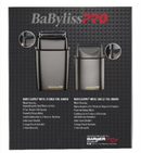 BaBylissPRO LimitedFX Collection - Afeitadora de láminas doble y simple dorada y negra, dúo FXFSHOLPK2GB