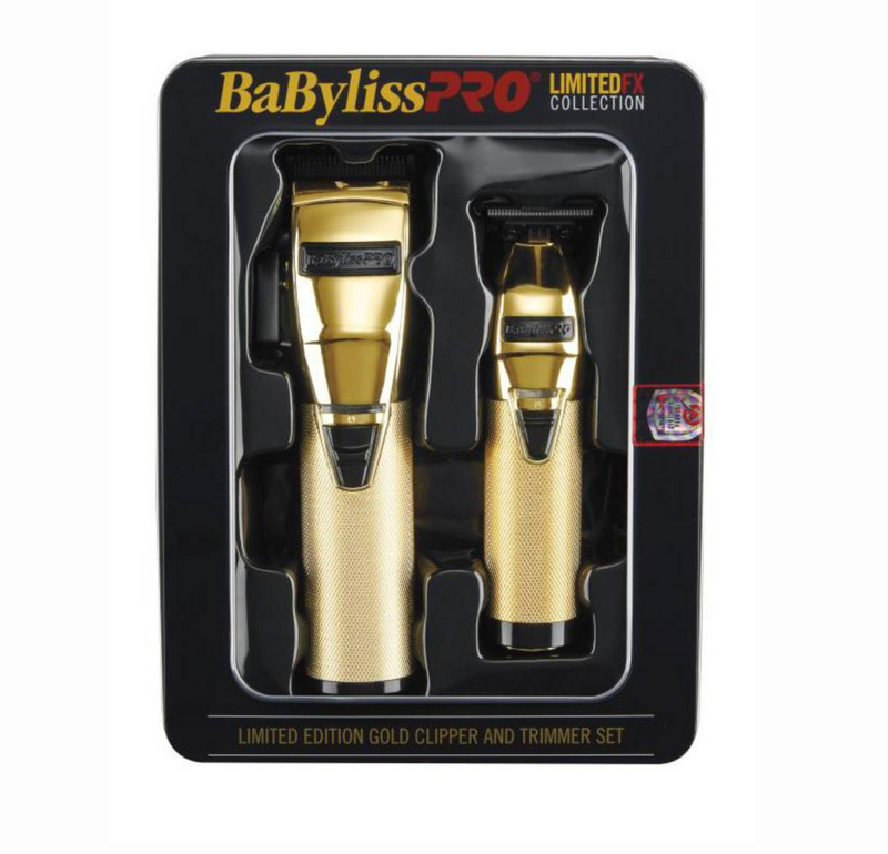 BaBylissPRO LimitedFX Collection Gold Black Clipper & Trimmer Duo FXHOLPK2GB