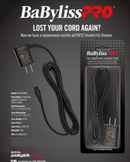 Cable de alimentación de repuesto para cargador BabylissPro para afeitadora de doble lámina FXFS2