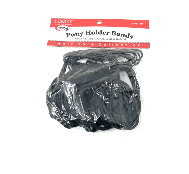 Looks Black Pony hair holders – Large assorted size black bands