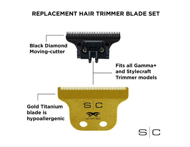 StyleCraft S|C CLASSIC Gold X-Pro Fixed Trimmer Blade with DLC Deep Tooth Cutter