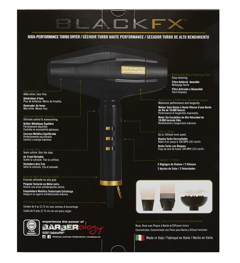 BaBylissPRO BlackFX High Performance Turbo Blower Dryer FXBDB1