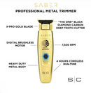 StyleCraft S|C SABER Professional Full Metal Body Digital Brushless Motor Cordless Trimmer - Gold - SC405G