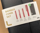 Juego de peines de peluquería JRL Barber Red con bolsa de cuero – 4 piezas J301, J302, J304, J202 