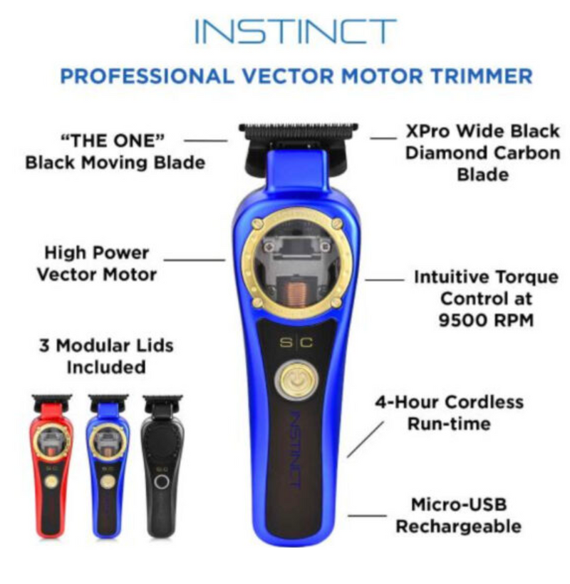 StyleCraft S|C Instinct professional Vector Motor Cordless Clipper & Trimmer Combo – With Torque Control