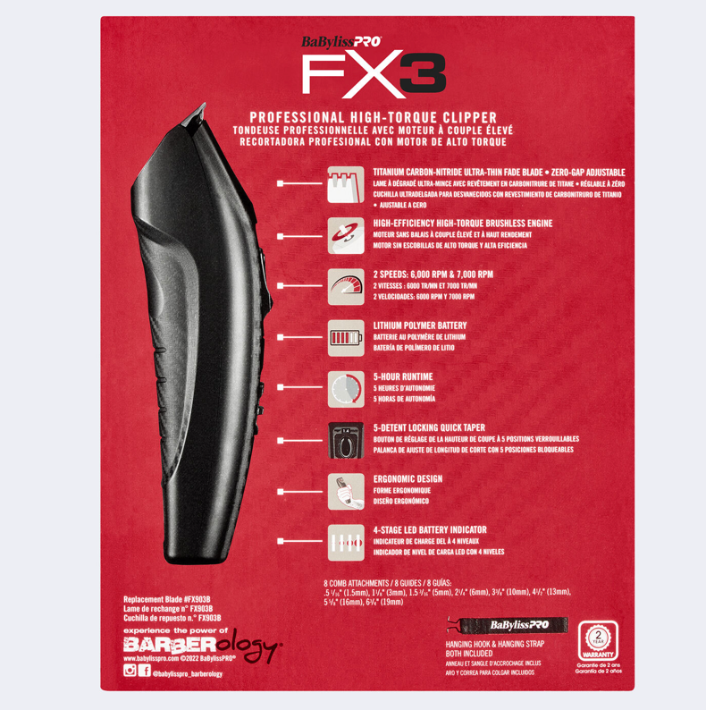 Babylisspro Black FX3 High Torque Cordless Clipper FXX3CB