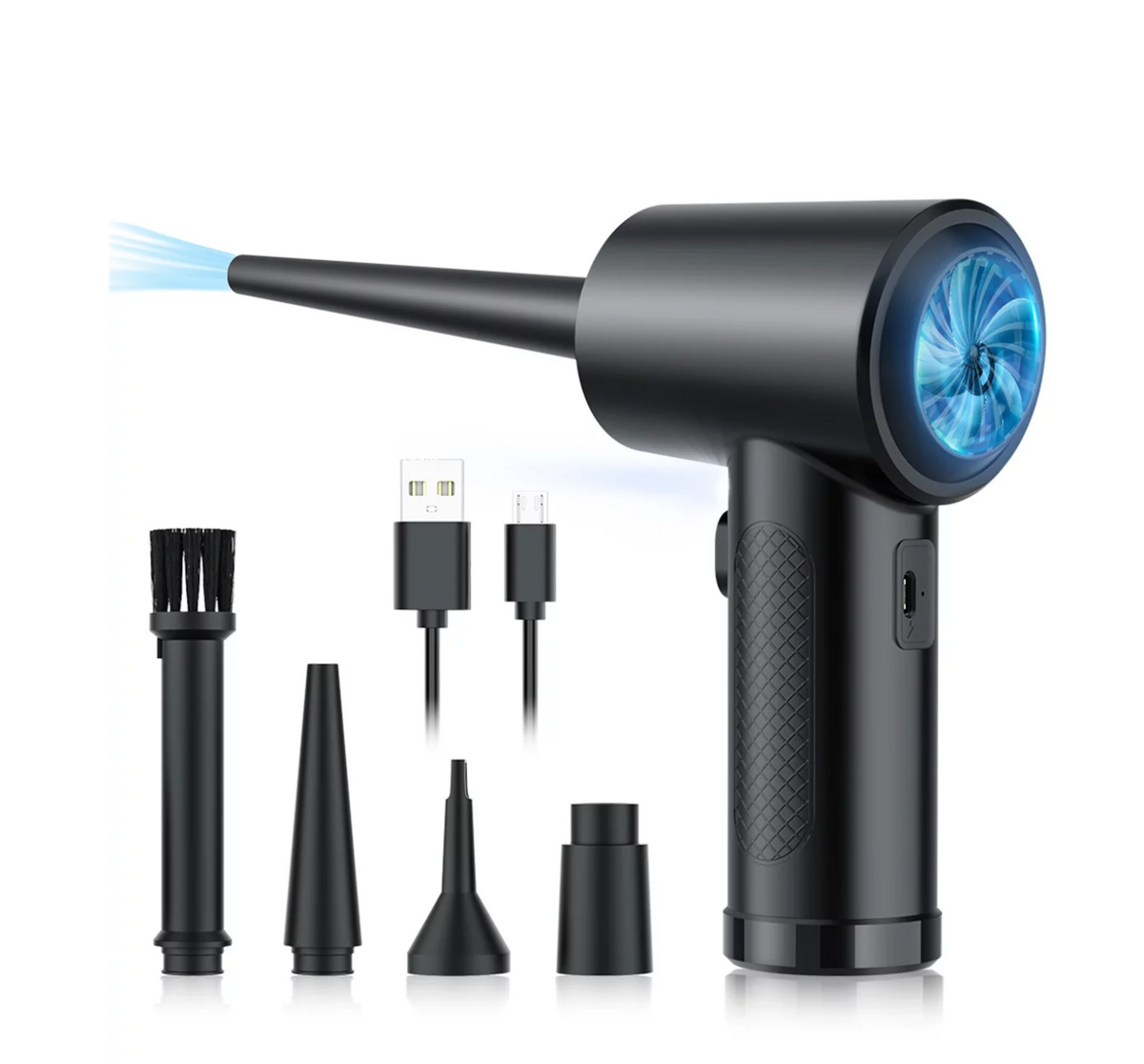 Soplador De Aire Eléctrico Recargable - 180.000 RPM, 4 Velocidades, Batería 8000mAh, Ideal Para Limpiar PC, Teclados Y Coche