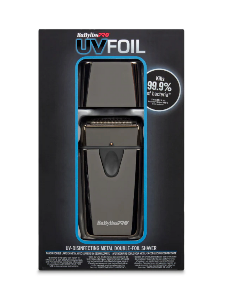 BaBylissPRO UVFOIL Disinfecting UV Metal Double Foil Cordless Shaver – kills 99.9% of bacteria – FXLFS2