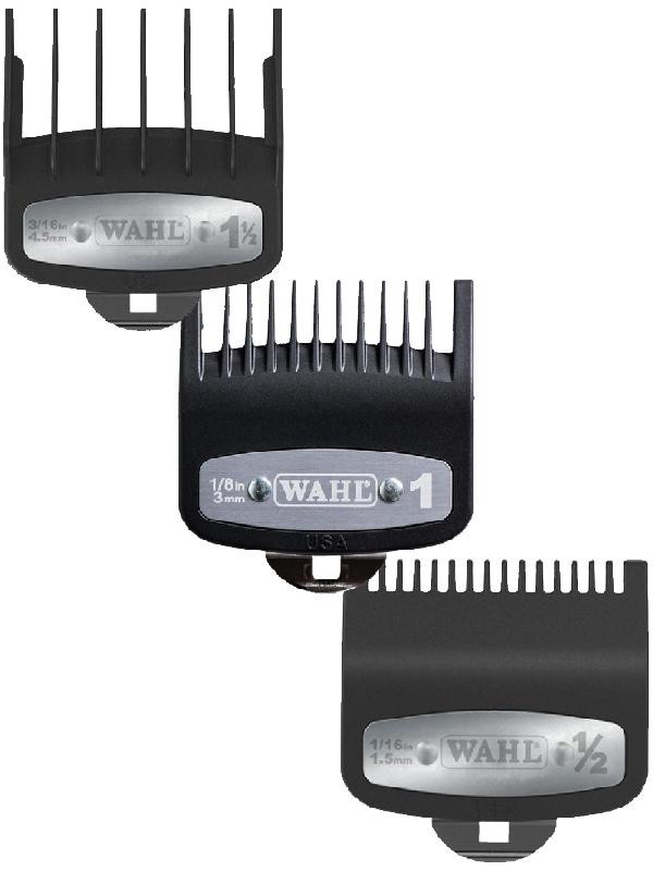 WAHL PREMIUM CUTTING GUIDE COMBS WITH METAL CLIP 3pcs [1/2, 1, 1-1/2]